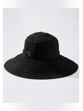 Tommy Bahama Black Wide-Brim Sunhat with Tortoiseshell Accent NWT OS